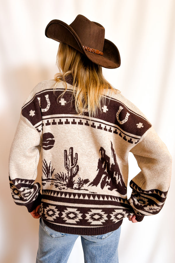 El Paso Desert Trails Button Cardigan / Taupe - Image 2
