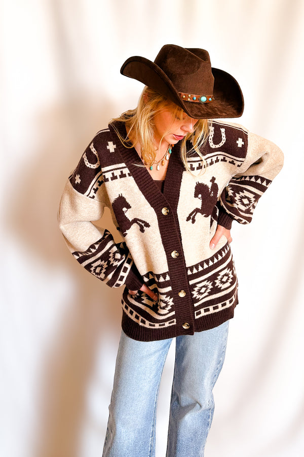 El Paso Desert Trails Button Cardigan / Taupe - Image 5