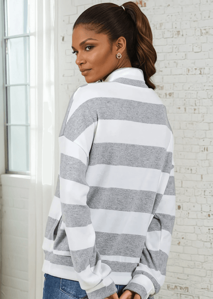 Kathryn Soft Striped Zip Collar Sweater - Image 2