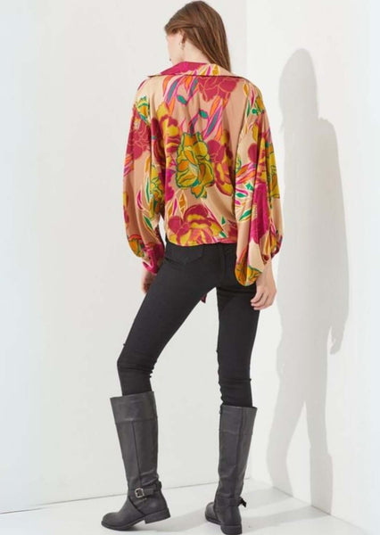 Color Pop Floral Kimono Cardigan Made in USA - Image 2