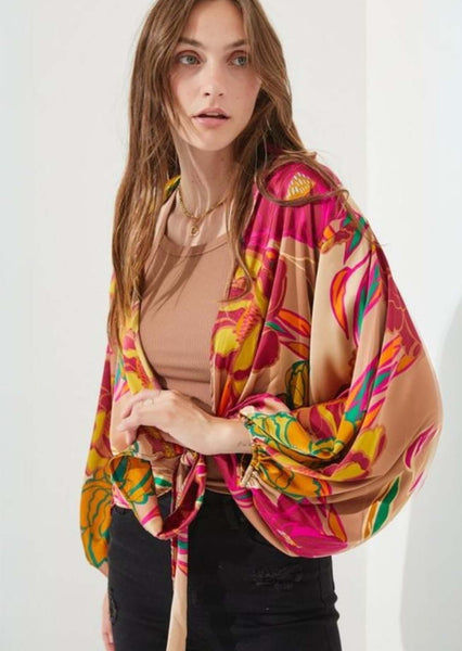 Color Pop Floral Kimono Cardigan Made in USA - Image 3
