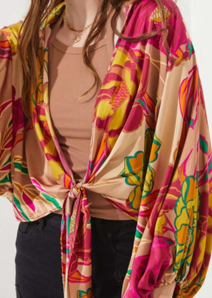 Color Pop Floral Kimono Cardigan Made in USA - Image 4