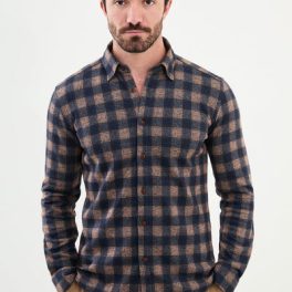 Verbania Check Shirt — Beige and Blue