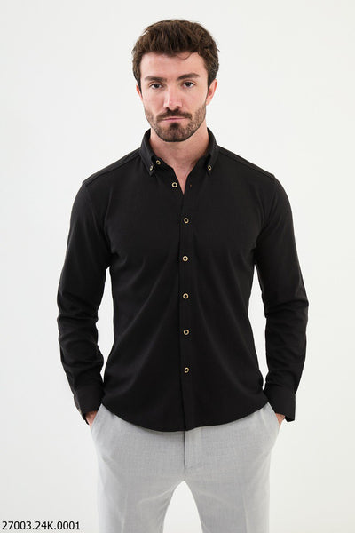 Treviso Patterned Shirt — Black