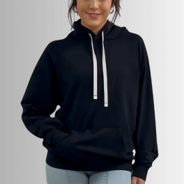 Celeste French Terry Hoodie in Black Made in USA
