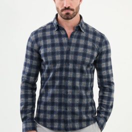 Trapani Check Shirt — Blue and Grey