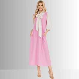 Honeycomb Jersey Classic Bowtie Midi Dress Clearance Final Sale