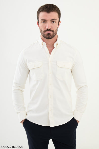 Imola Button-Down Shirt — Ecru