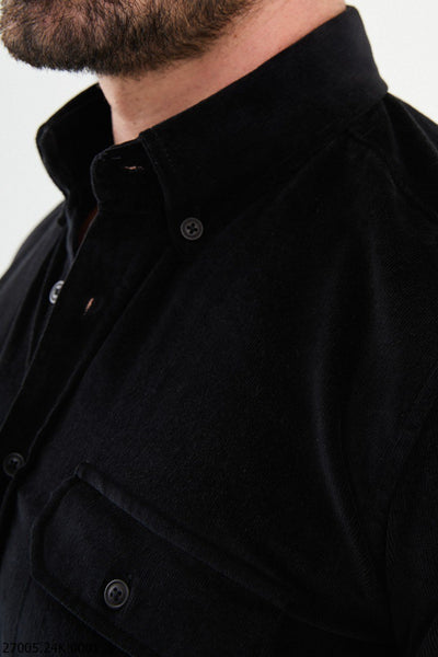Varese Corduroy Shirt — Black - Image 2