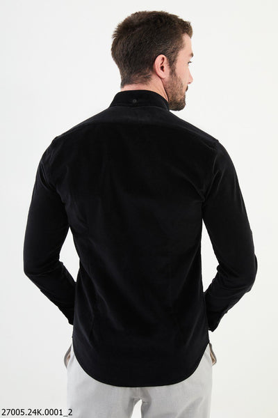 Varese Corduroy Shirt — Black - Image 3