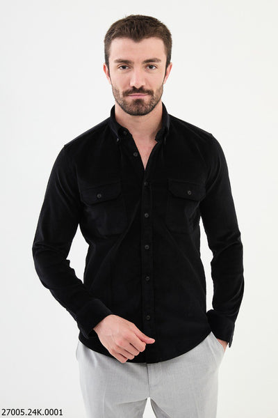 Varese Corduroy Shirt — Black