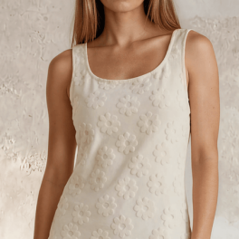 Daisy Embossed Tank Top in Cream