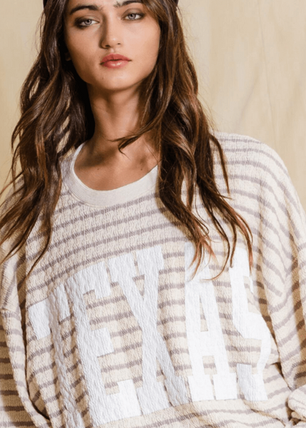 Graphic "TEXAS" Oversized Sweatshirt - Taupe - Image 3