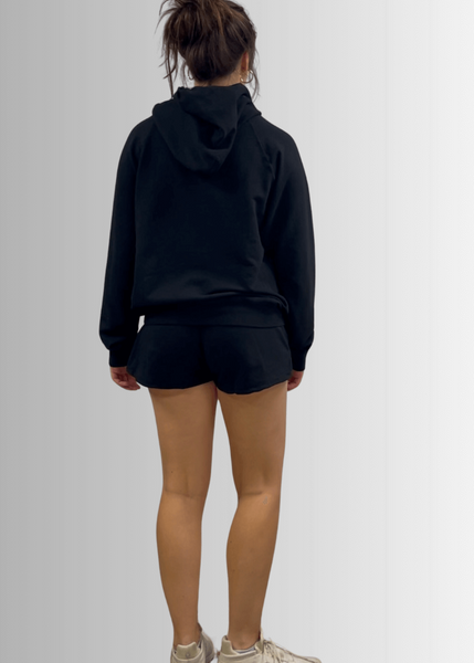 Celeste French Terry Hoodie in Black Made in USA - Image 5