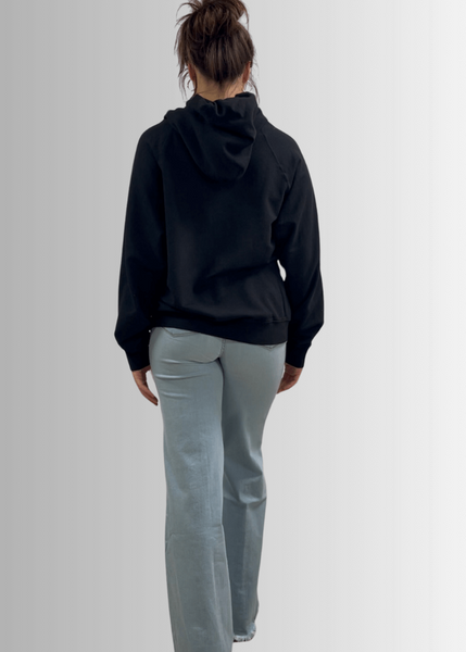 Celeste French Terry Hoodie in Black Made in USA - Image 2