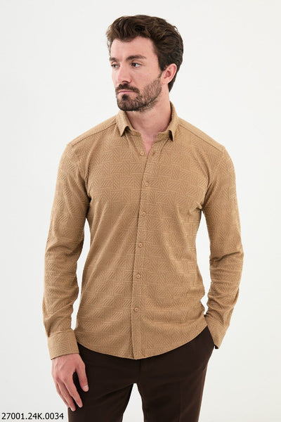 Pavia Patterned Shirt — Beige