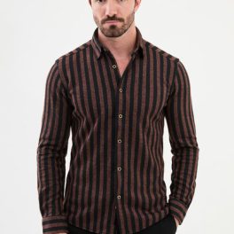 Catania Striped Shirt — Brown and Black
