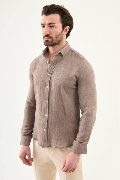 Ravenna Button-Down Shirt — Brown - Image 2