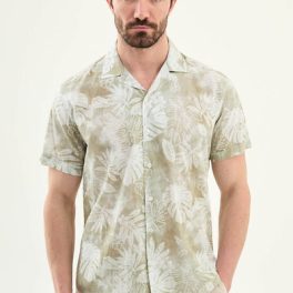 Men’s Green Palm Tree Printed Summer Shirt