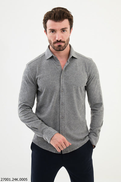 Aosta Patterned Shirt — Light Grey
