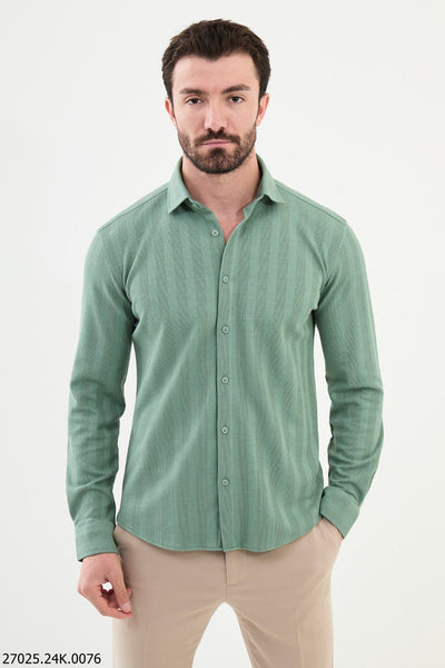 Men's Mint Green Textured Shirt.