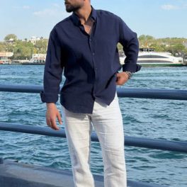 Navy Blue Men’s Casual Summer Shirt