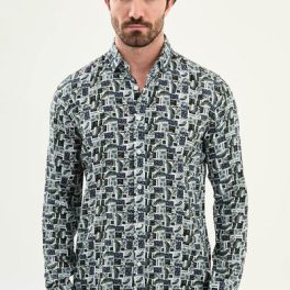 Trieste Patterned Shirt — Navy