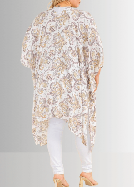 Paisley Plus Size Open Front Semi-Sheer Kimono Cardigan CLEARANCE FINAL SALE - Image 2