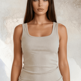 Scoop Cotton Compression Tank Top in Egg Nog