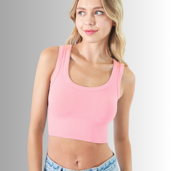 Deep Scoop Neck Cropped Tank Made in USA - Image 4