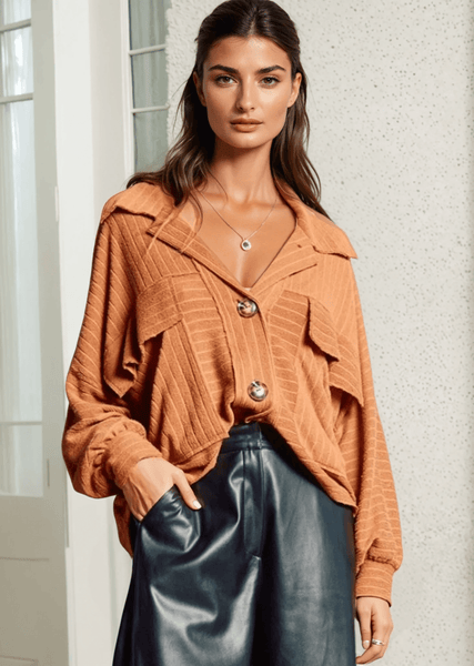 Leah Soft Ribbed Knit Lightweight Shacket - CLEARANCE FINAL SALE