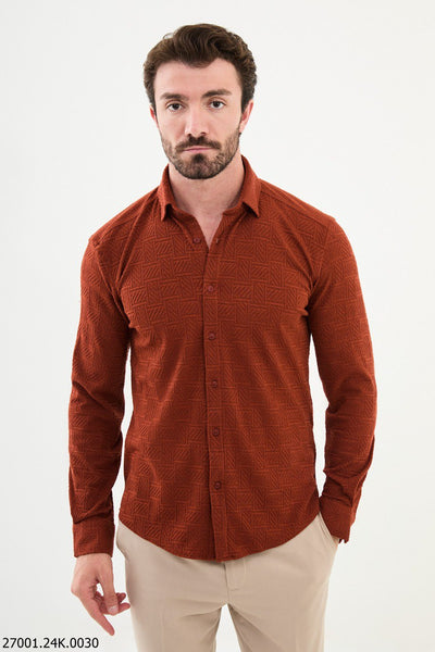 Vicenza Patterned Shirt — Tile Red