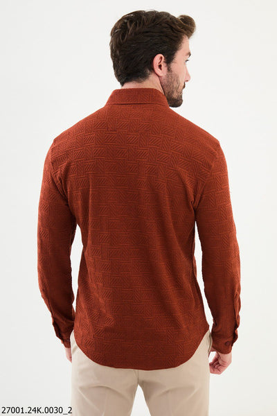 Vicenza Patterned Shirt — Tile Red - Image 3
