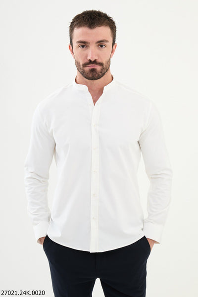Limoges Button-Up Shirt — White and Ecru