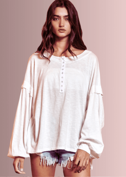 Snap Front Cotton Oversized Casual Top - Image 4