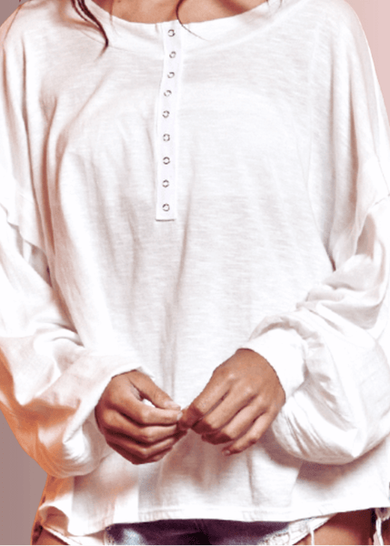 Snap Front Cotton Oversized Casual Top - Image 5