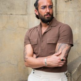 Men's Brown Short Sleeve Shirt
