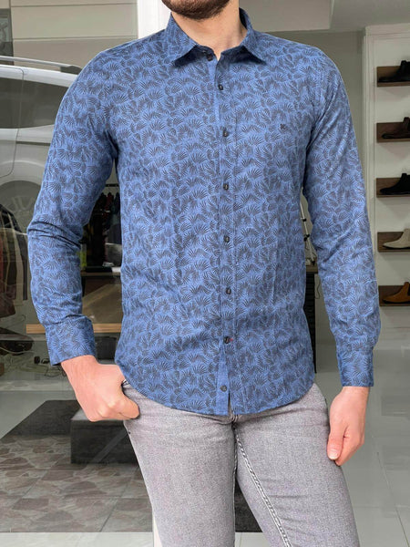 Ottawa Patterned Indigo Shirt - Image 5