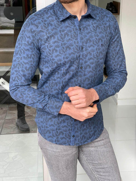 Ottawa Patterned Indigo Shirt - Image 4