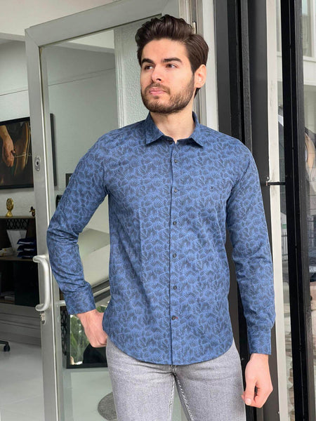 Ottawa Patterned Indigo Shirt - Image 3