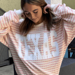 Graphic "TEXAS" Oversized Sweatshirt - Pink