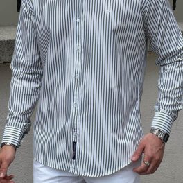 Striped White and Green Shirt